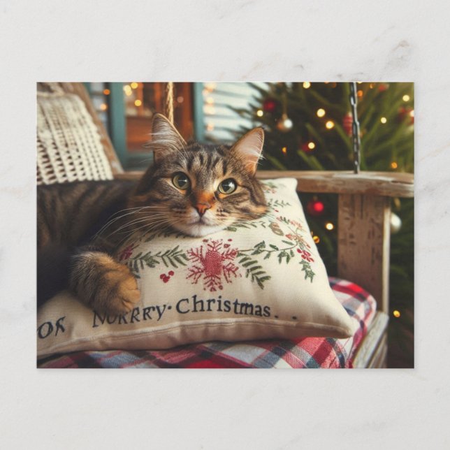 Tabby Chat Joyeux Noël AI Carte postale (Devant)