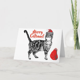 Tabby Chat Merry Catsmus carte rouge de Noël