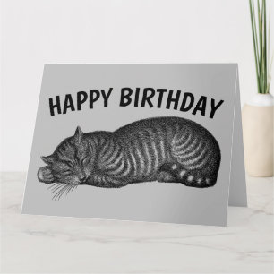 TABBY CHAT NAP, MANGER GÂTEAU, CARTE D'ANNIVERSAIR
