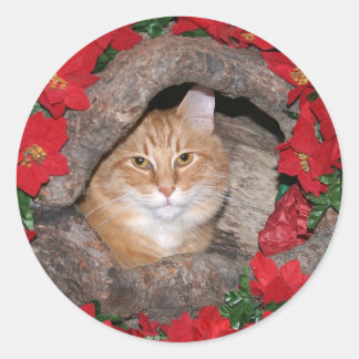 Tabby Christmas Runder Aufkleber