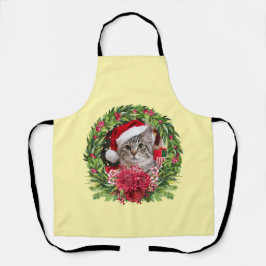 Tabby Christmas Wreath Apron Schürze