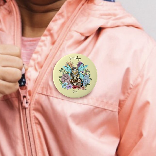 Tabby Fairy Cat Mushroom Floral Button (Von Creator hochgeladen)