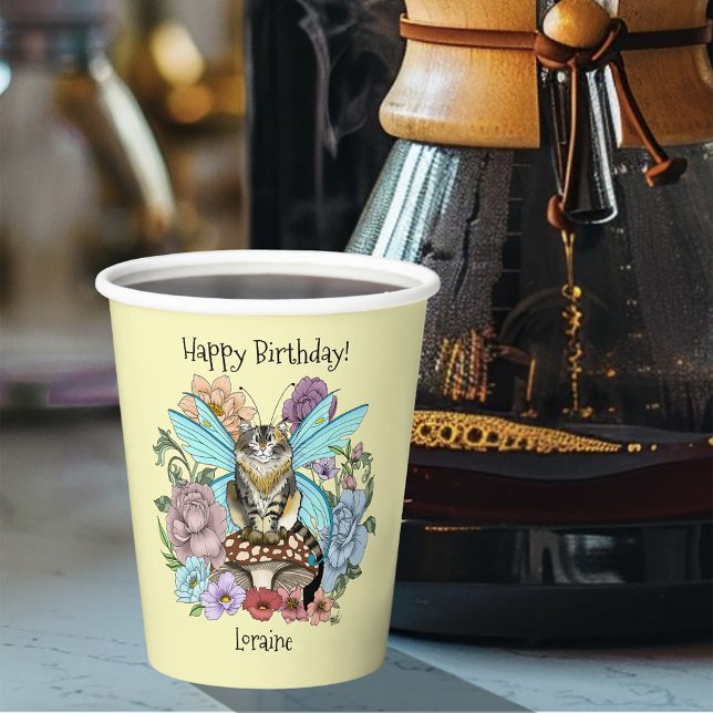 Tabby Fairy Cat Mushroom Floral Pappbecher (Von Creator hochgeladen)