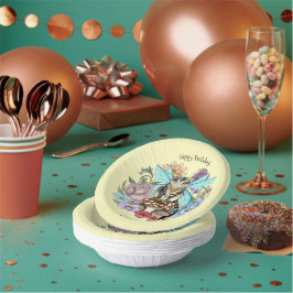 Tabby Fairy Cat Mushroom Floral Pappteller