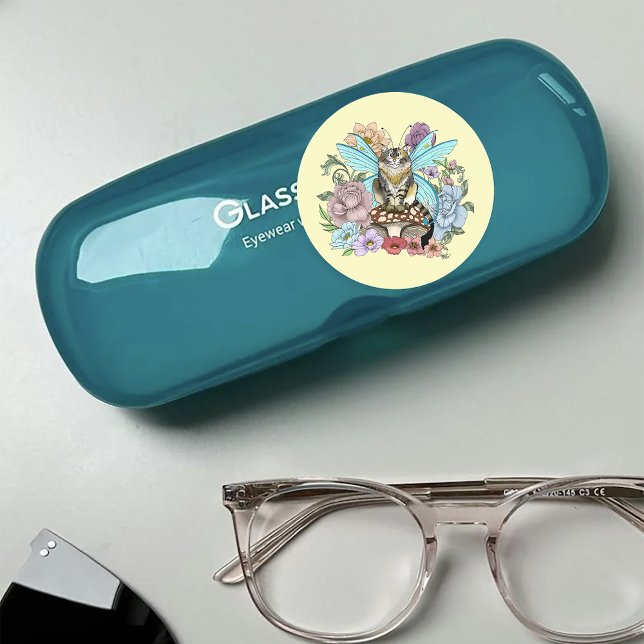 Tabby Fairy Cat Mushroom Floral Runder Aufkleber (Von Creator hochgeladen)