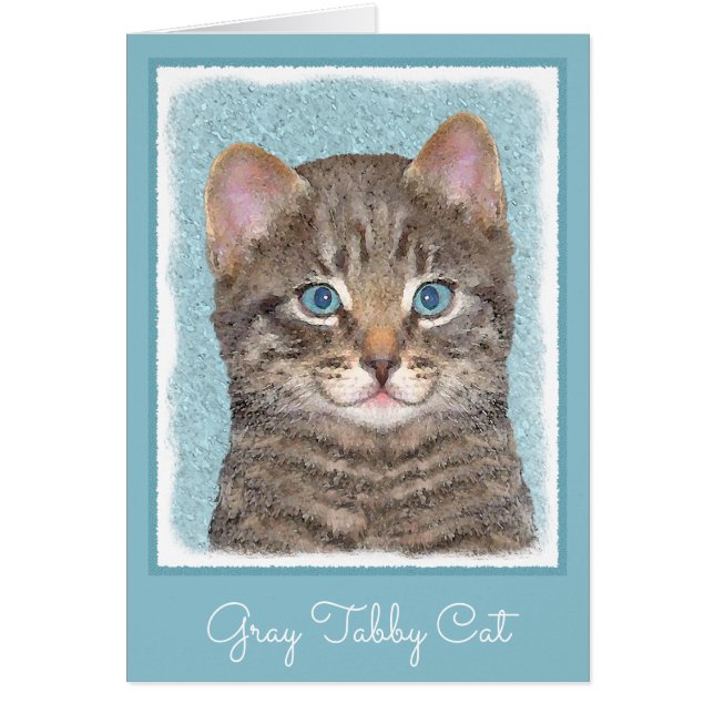 Tabby Gris Peinture Chat - Cute Original Art Chat (Devant)
