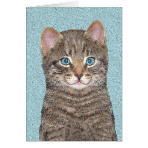 Tabby Gris Peinture Chat - Cute Original Art Chat