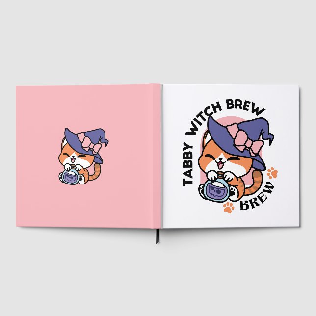 Tabby Hexenbrauen – Süßes Halloween-Katzendesign Gästebuch (Voll)