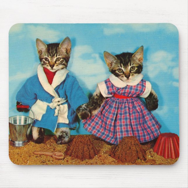 Tabby Kätzchen am Strand RPPC Mousepad (Vorne)