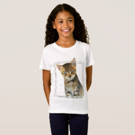 Tabby-Kätzchen-Malerei mit Imitat-Marmorrahmen T-Shirt
