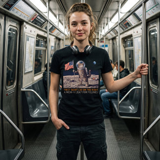 Tabby-Katze auf dem Mond-Astronaut lustiges Retro- T-Shirt