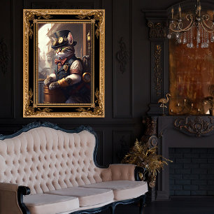 Tabby-Katze in einem Steampunkoutfit AI generiert Fotodruck