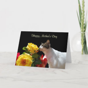 Tabby-Katze mit dem Tag der Rosen-Mutter Karte
