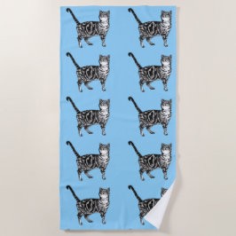 Tabby Katze Niedlich Hübsch Blue Kinder Katzen Was Strandtuch
