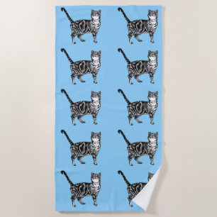 Tabby Katze Niedlich Hübsch Blue Kinder Katzen Was Strandtuch