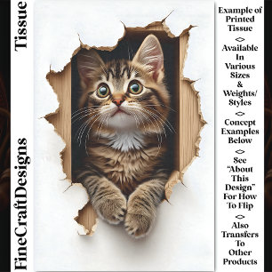 Tabby-Katze späht aus einem Loch Kitten CN5 Decoup Seidenpapier