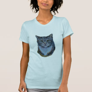 Tabby-Katze starren unten… Meow an T-Shirt