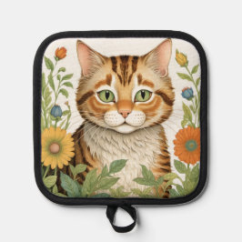 Tabby Katze und Blume Topflappen