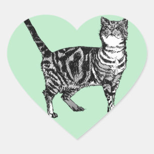 Tabby-Katzen-Aufkleber Mint Süße Katzen Haustiere Herz-Aufkleber