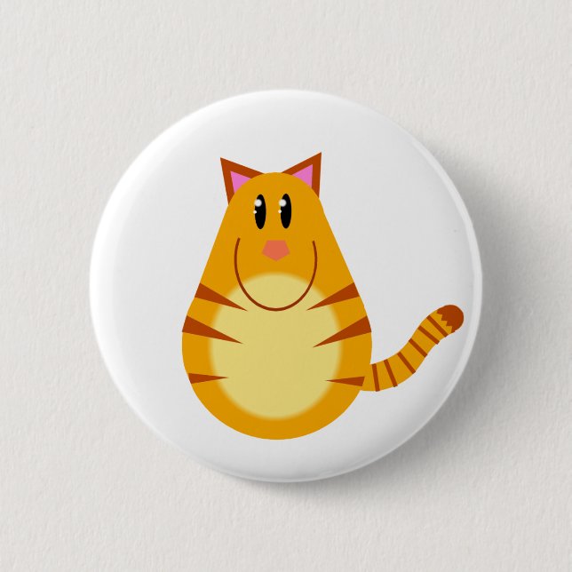 Tabby-Katzen-Cartoon Button (Vorderseite)