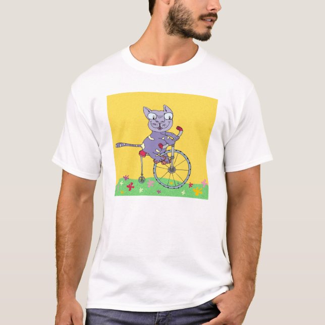Tabby-Katzen-Fahrfahrrad T-Shirt (Vorderseite)