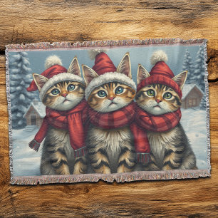 Tabby Katzen in Preppy Winter Attraktion und Hat W Decke