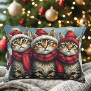 Tabby Katzen in Preppy Winter Attraktion und Hat W Dekokissen