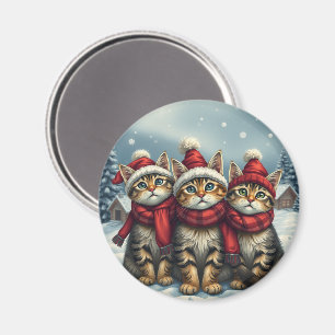 Tabby Katzen in Preppy Winter Attraktion und Hat W Magnet