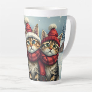 Tabby Katzen in Preppy Winter Attraktion und Hat W Milchtasse
