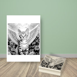 Tabby Kitten Angel Wings Halo Gummistempel