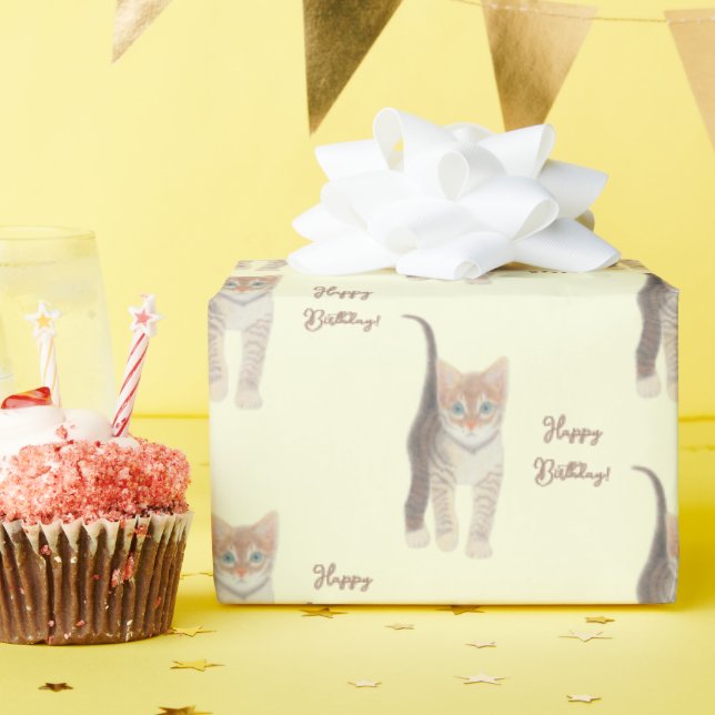 Tabby Kitten mit anpassbarem Papier für Textverarb Geschenkpapier (Geburtstagsparty)