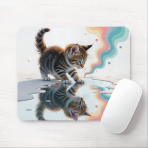 Tabby Kitten Reflektion in einer Pfütze Mousepad
