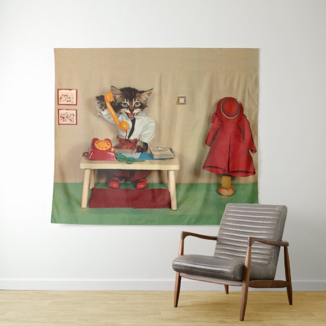 Tabby Kitten Sekretärin Wandteppich (Beispiel (Horizontal))