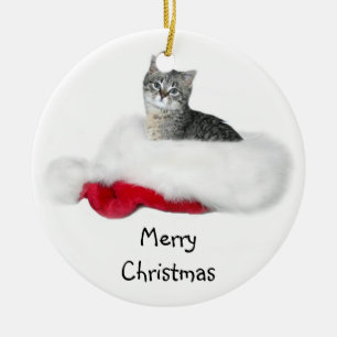 Tabby Kitten Weihnachten Keramikornament