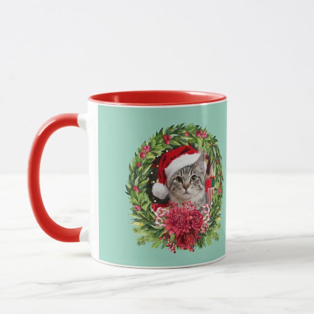 Tabby-Kranz-Weihnachten  Tasse (Links)