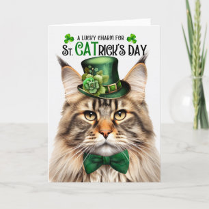 Tabby Maine Coon St CATrick's Day Lucky Charm Feiertagskarte