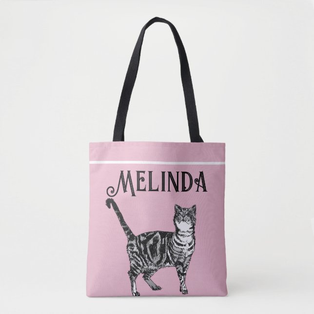 Tabby Pastel Katzen Kinder Mädchen leicht rosa Tasche (Vorderseite)