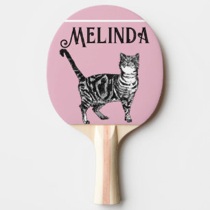 Tabby Pastel Katzen Kinder Mädchen leicht rosa Tischtennis Schläger