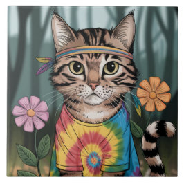 Tabby Peace Cat Decorative Tile Fliese