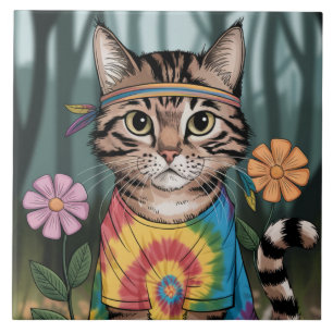 Tabby Peace Cat Decorative Tile Fliese