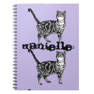 Tabby rayé Chat mignon Filles nom Carnet