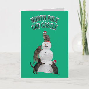Tabby Snowman 5" x 7" Faltkarte Karte