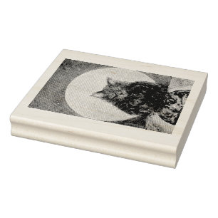 Tabby Tiger Cat Moon Night Earth Maureen Girard Gummistempel