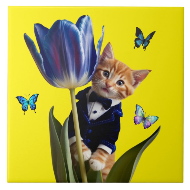 Tabby Tulip Decorative Tile Fliese (Vorderseite)