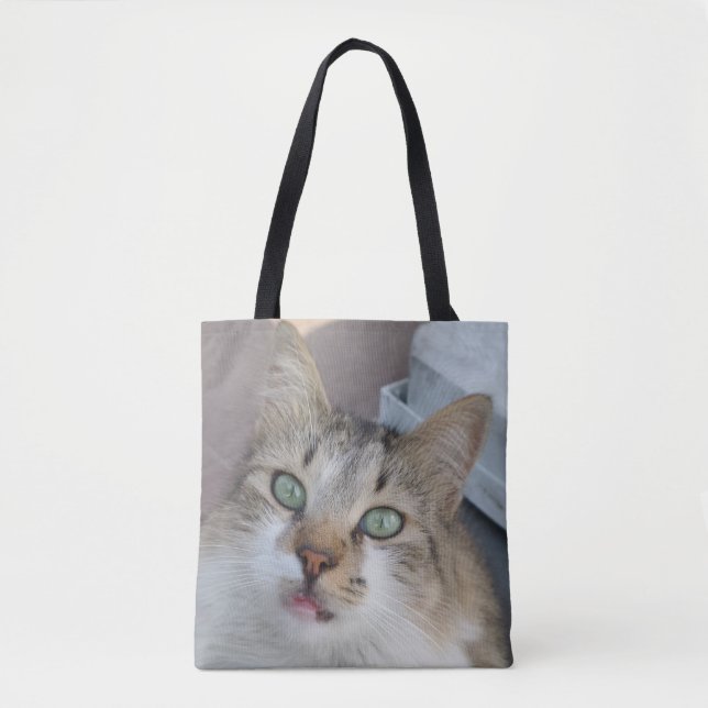 Tabby White Cat Tote Bag Tasche (Vorderseite)