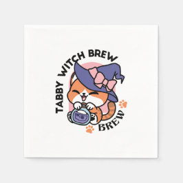 Tabby Witch Brew – Cute Halloween Cat Design Serviette