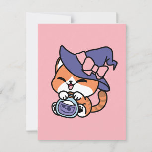 Tabby Witch Brew - Niedliches Halloween Cat Design Postkarte