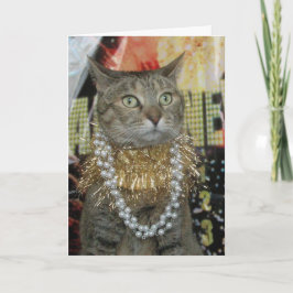 Tabbykatze guten Rutsch ins Neue Jahr-Feierkarte Karte