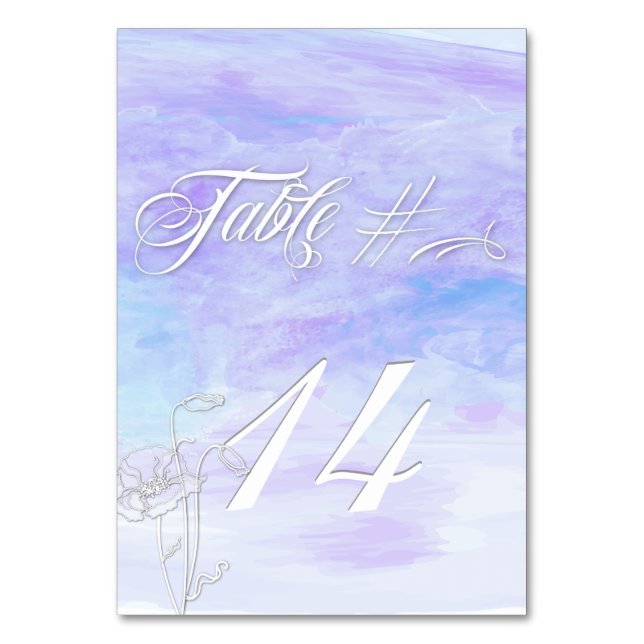 TABELKARTEN VON BLUES WATERCOLOR TISCHNUMMER (Vorderseite)