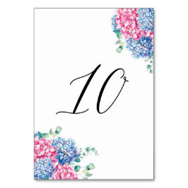 Tabelle 10: Aquarellpinke und Blaue Hydrangeas Tischnummer